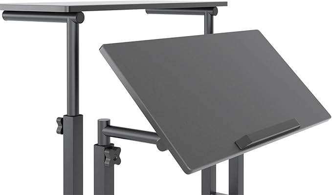 soges 23.6inches Height Adjustable Desk Laptop Desk on The Wheels, Rolling Stand Up Desk Computer Desk Adjustable Standing Desk Sit and Stand Desk Portable Laptop Table, Black - LeafyLoom