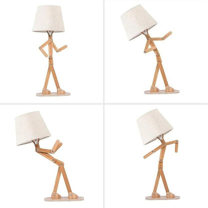 ELINKUME Table Lamps for Kids Bedside Bedroom Reading with Linen Lampshade,Wood Swing Arm LED Desk Lamp for Home Decoration,Study and Working Lighting,Creative Gifts for Boys and Girls - LeafyLoom