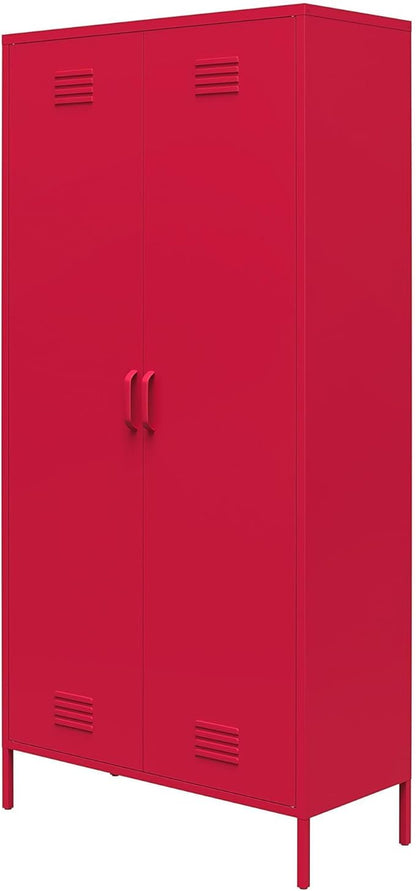 Novogratz Cache 2 Door Tall Metal Locker Style Storage Cabinet, Magenta - LeafyLoom