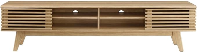 Modway Render Mid-Century Modern Low Profile 70 Inch Media Console TV Stand in Oak, 70" - LeafyLoom