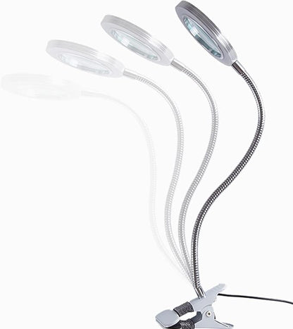 Magnifying Glass with Light and Stand, Desk Lamp LED light with USB Powered,Adjustable Flexible Gooseneck,clip on desktop & bed for Reading, Crafts;studio for Daily Hobbies Repairing. - LeafyLoom