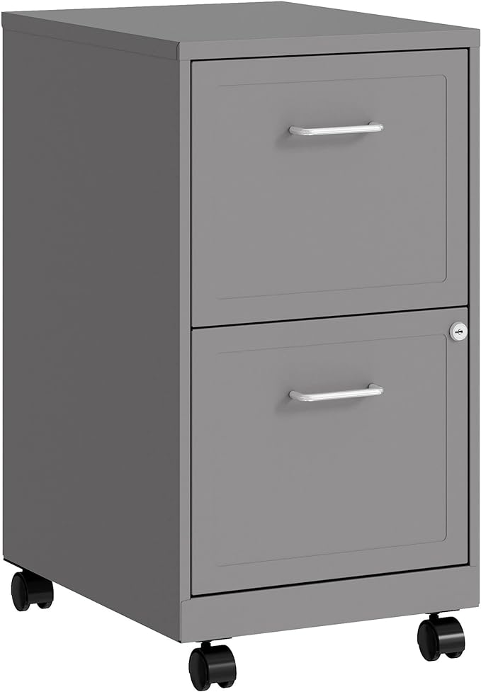 LYS Chrome Pull F/F Mobile File Cabinet, Silver - LeafyLoom