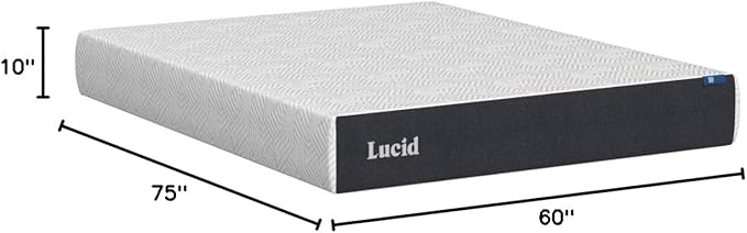 LUCID 10 Inch Memory Foam Mattress - Medium Feel - Infused with Bamboo Charcoal and Gel - Bed in a Box - Temperature Regulating - Pressure Relief - Breathable - Short Queen Size - LeafyLoom