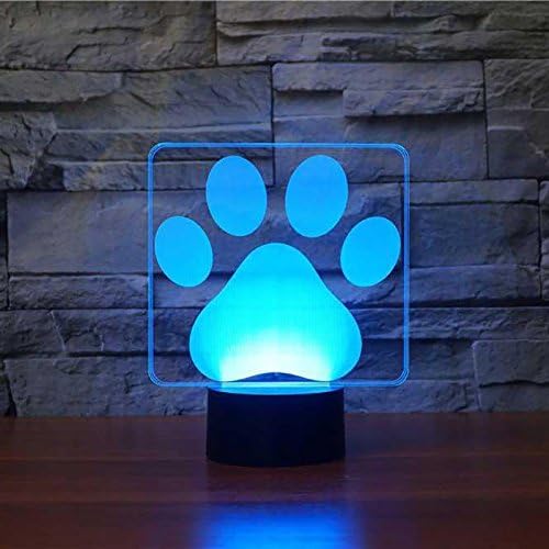 3D Dog Paw Modelling Night Light Touch 16 Color Change LED Table Desk Lamp Acrylic Flat ABS Base USB Home Decoration Toy Birthday Xmas Kid Children Gift - LeafyLoom