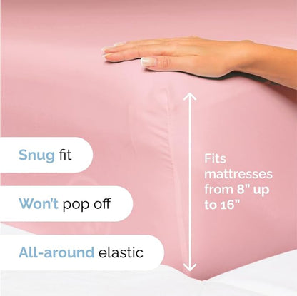 Queen Size 4 Piece Sheet Set - Comfy Breathable & Cooling Sheets - Hotel Luxury Bed Sheets for Women & Men - Deep Pockets, Easy-Fit, Soft & Wrinkle Free Sheets - Baby Pink Oeko-Tex Bed Sheet Set - LeafyLoom