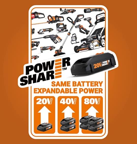 Worx 20V Cordless Leaf Blower WG547.9, Electric Blower, Powerful Turbine Fan Technology, 2-Speed Control, for One-Hand Operation, PowerShare – Bare Tool Only - LeafyLoom