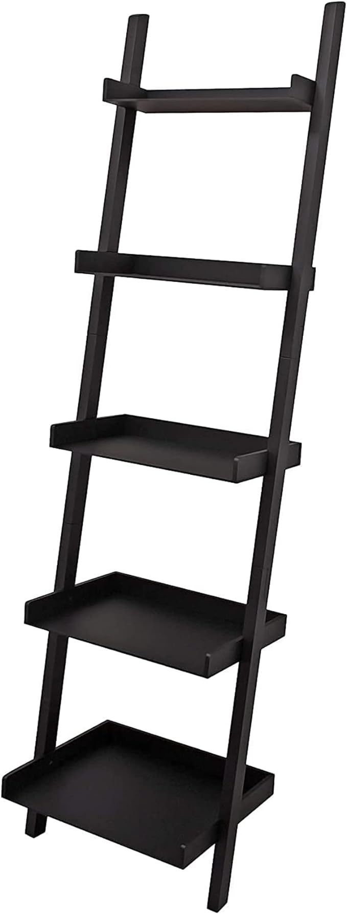 Kiera Grace Providence Hadfield 5 Tier Ladder Shelf Modern Leaning Bookshelf Storage Rack for Home, Office, 18" x 67", Black - LeafyLoom