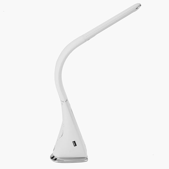 iHome Desk Lamp for Bedroom, Reading Light with Alarm Clock and USB Charging – White (IL100W) - LeafyLoom