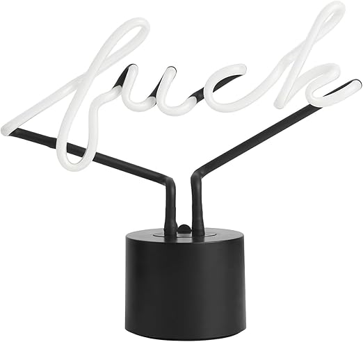 Amped & Co ® - "F*ck" Neon Desk Light, 9"x11.5" - Light Up Sign, Blue Neon Sign, Fuck Off Neon Sign - LED sign light up decor, Cool Neon Signs - LeafyLoom