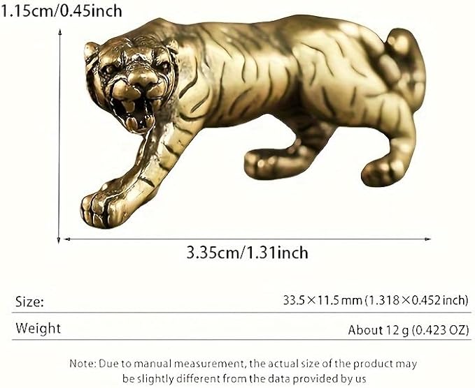 Solid Brass Little Tiger Statue - Vintage Decor Piece for Desk or Shelf for Wildlife Enthusiasts(Little Tiger) - LeafyLoom