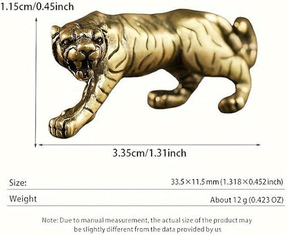 Solid Brass Little Tiger Statue - Vintage Decor Piece for Desk or Shelf for Wildlife Enthusiasts(Little Tiger) - LeafyLoom