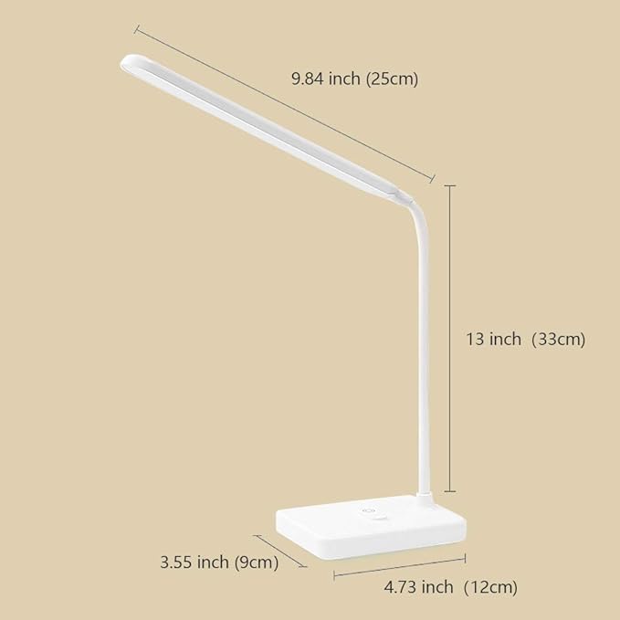 Cordless Desk Table Lamp Reading Light Rechargeable Battery 2200m,Touch 3 LED Modes,Dimmable,Small,Gooseneck, Highest 17.7",Lamp for Kids Bedroom Bedside - LeafyLoom