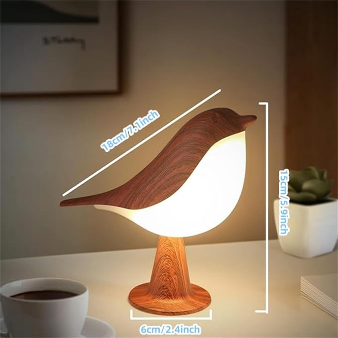 FUYUNXIN Bird Lamp Bedside Lamps - Rechargeable Cordless Table Lamp with 3 Color Temperatures and Touch Sensor - Perfect for Bedroom Nightstand (Red) - LeafyLoom