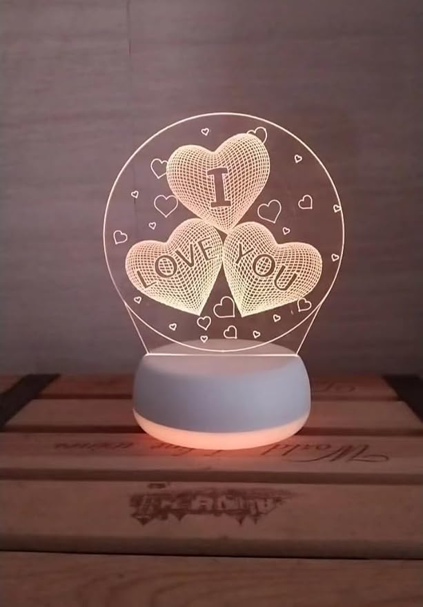 I Love You 3D Night Light, USB Charging LED Table Lamp Wife's Gifts 7 Color Changing Optical Illusion Valentine's Day Present for Girlfriends Boyfriends Wife Husband - LeafyLoom