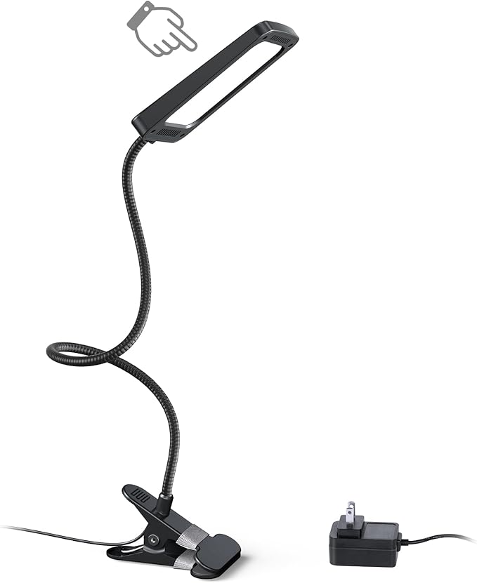 TROND LED Desk Lamp with Clamp, 1000LM Super Bright 3-Level Dimmable Desk Light 6000K Daylight, Extra-Long Flexible Gooseneck Clip on Light, Eye-Care Clamp Lamp for Painting, Workbench,Reading, Sewing - LeafyLoom