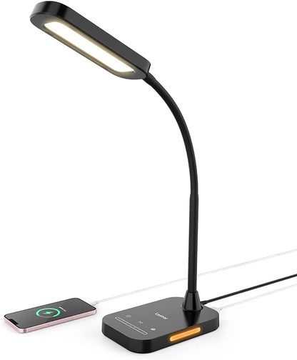 LASTAR LED Desk Lamp, 12W Flexible Gooseneck Table Lamp, Office Desk Light with Night Light, USB Port, Touch Control, 5 Color Temperatures & 7 Brightness Levels, Memory Function for Home Office - LeafyLoom