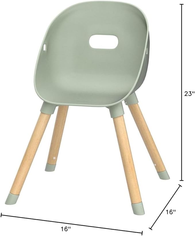 Lalo The Play Chair, Wooden and Non-Toxic Plastic Kids and Toddler Chair - Sturdy Bucket Seat and Easy to Clean Kids Chair with up to 200 lb. Weight Capacity, Set of 2 - Sage - LeafyLoom