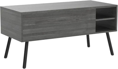 Lift Top Coffee Table with Storage - Grey Coffee Table with Lifting Top - Dark Gray Coffee Table Wood - Rectangle Coffee Tables That Lifts up for Living Room - LeafyLoom