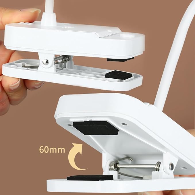 Reading book light,Led desk lamp,White,Desk lamp with USB charging port,Standing, clip-on,Battery and USB dual-use,360° rotating hose,Eye-care desk light,Small and cute desk lamp,Clip on Office lamp - LeafyLoom