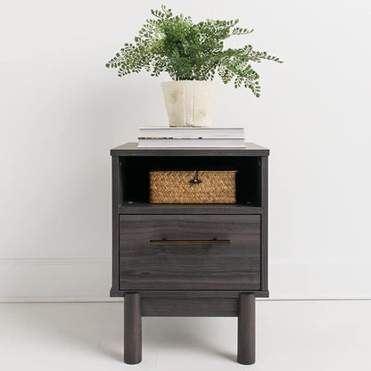 Signature Design by Ashley Brymont Mid-Century Modern 1 Drawer Nightstand, Dark Gray - LeafyLoom