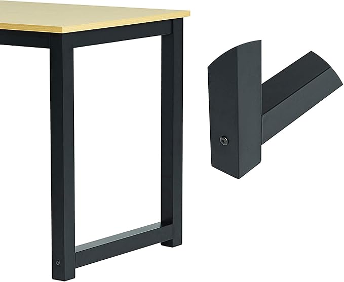 Computer Writing Desk 47 inch,Modern Simple Style PC Table, Black Metal Frame, Sturdy Home Office Table,Oak - LeafyLoom