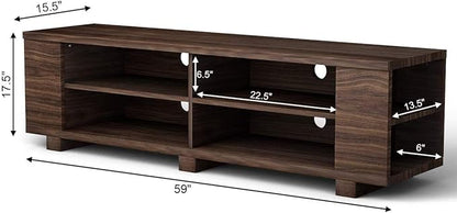 Wood TV Television Stands, Large, Walnut - LeafyLoom