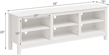 Panana TV Stand with 6 Cubby for 75 inch TV, Television Stands Entertainment Center Media Stand TV Table for Living Room, Bedroom (White 70 inch) - LeafyLoom