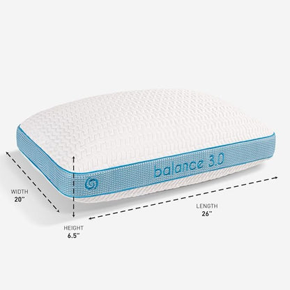 Bedgear Balance Performance Pillow - Size 3.0 - Moisture Wicking Bed Pillows for All Sleep Positions - Medium-Firm - Washable Cover - Back, Stomach, and Side Sleeper Pillow - 20" W x 26" L x 6.5" H - LeafyLoom