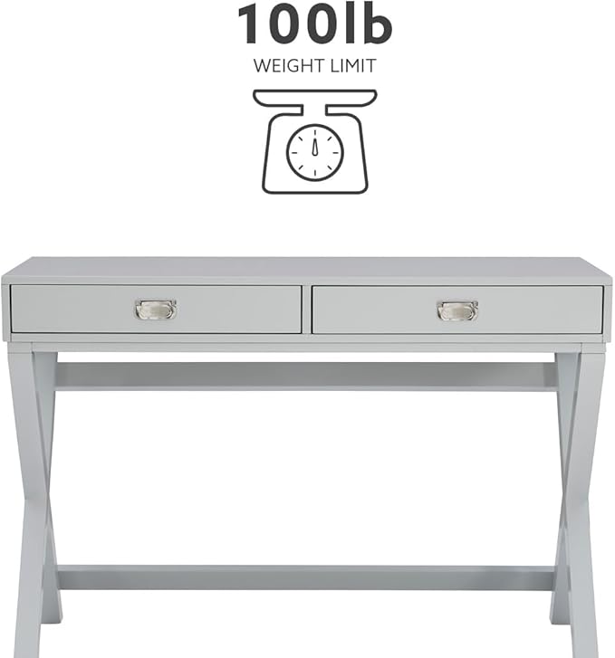 Linon Grey 2-Drawer Writing Jaycee Desk - LeafyLoom