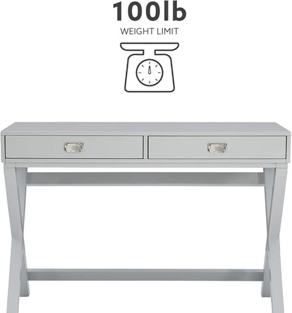 Linon Grey 2-Drawer Writing Jaycee Desk - LeafyLoom