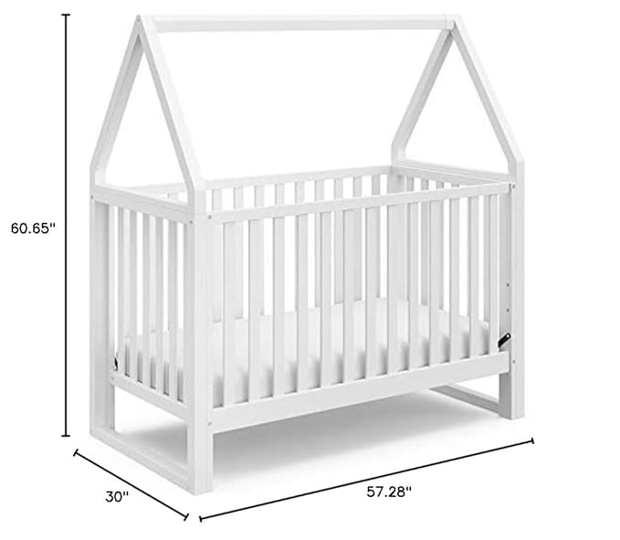 Storkcraft Orchard 5-in-1 Convertible Crib (White) – GREENGUARD Gold Certified, Canopy Style Baby Crib, Converts from Crib to Toddler Bed, Daybed and Full-Size Bed, Fits Standard Crib Mattress - LeafyLoom