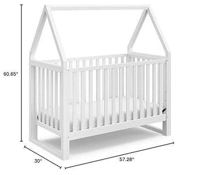 Storkcraft Orchard 5-in-1 Convertible Crib (White) – GREENGUARD Gold Certified, Canopy Style Baby Crib, Converts from Crib to Toddler Bed, Daybed and Full-Size Bed, Fits Standard Crib Mattress - LeafyLoom