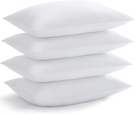 Fluffy Soft Bed Pillows Standard Size Set of 4 Pack for Sleeping 20x26inches Stomach Back Sleeper, Pillow Hypoallergenic Skin Friendly Machine Washable - LeafyLoom