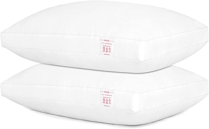 EIUE Bed Pillows for Sleeping 2 Pack Queen Size，Super Soft Down Alternative Microfiber Filled Pillows,20 x 30 Inches,White - LeafyLoom