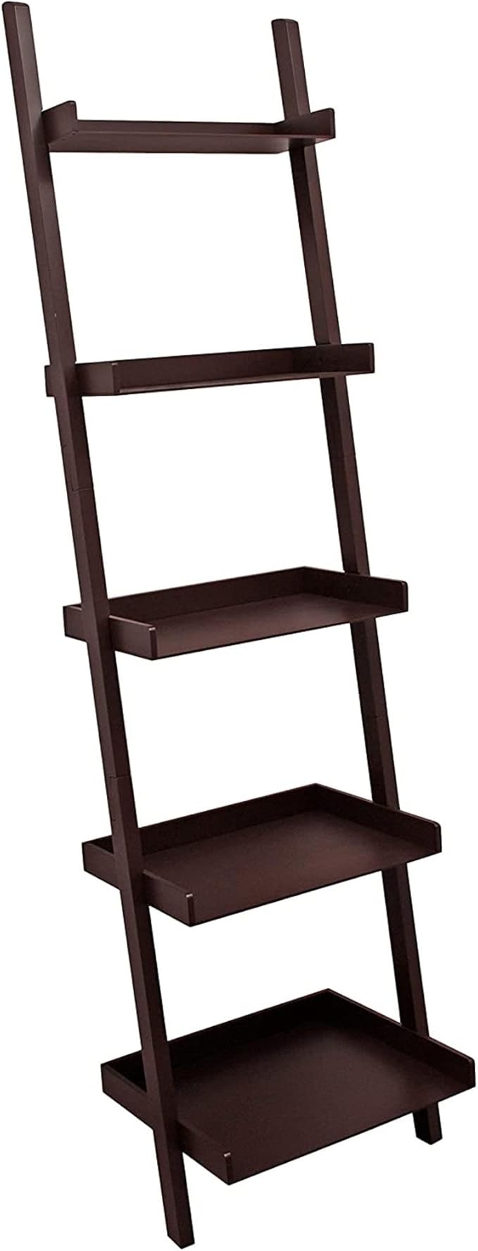 Kiera Grace Providence Hadfield 5 Tier Ladder Shelf, Leaning Bookshelf Storage Rack for Home, Office, 18" x 67", Espresso - LeafyLoom