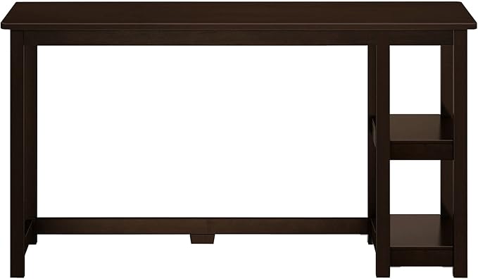 Max & Lily Solid Wood Desk With Shelves, 55 Inches, Espresso - LeafyLoom