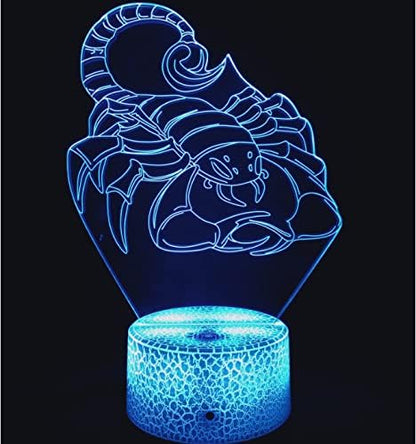 Creative 3D Scorpion Night Light USB Power Remote Control Touch Switch LED Decor Table Desk Lamp 7/16 Colors Changing Lights Children Kids Toy Christmas Xmas Brithday Gift - LeafyLoom