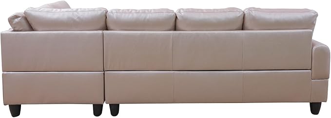 3-Piece L-Shaped Sectional Couches Lounge & Storage, 97.5'' Linen Modular Living Room Home Office, 3pcs 97'' Sofa+66.5'' Chaise+28.5'' Ottoman(Right), Latte Faux Leather - LeafyLoom