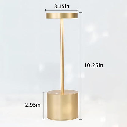 2 Pack Cordless LED Table Lamp, Rechargeable Battery 3 Lighting Modes Dimmable Light Portable Desk Lamps, for Restaurant, Terrace (Gold) - LeafyLoom