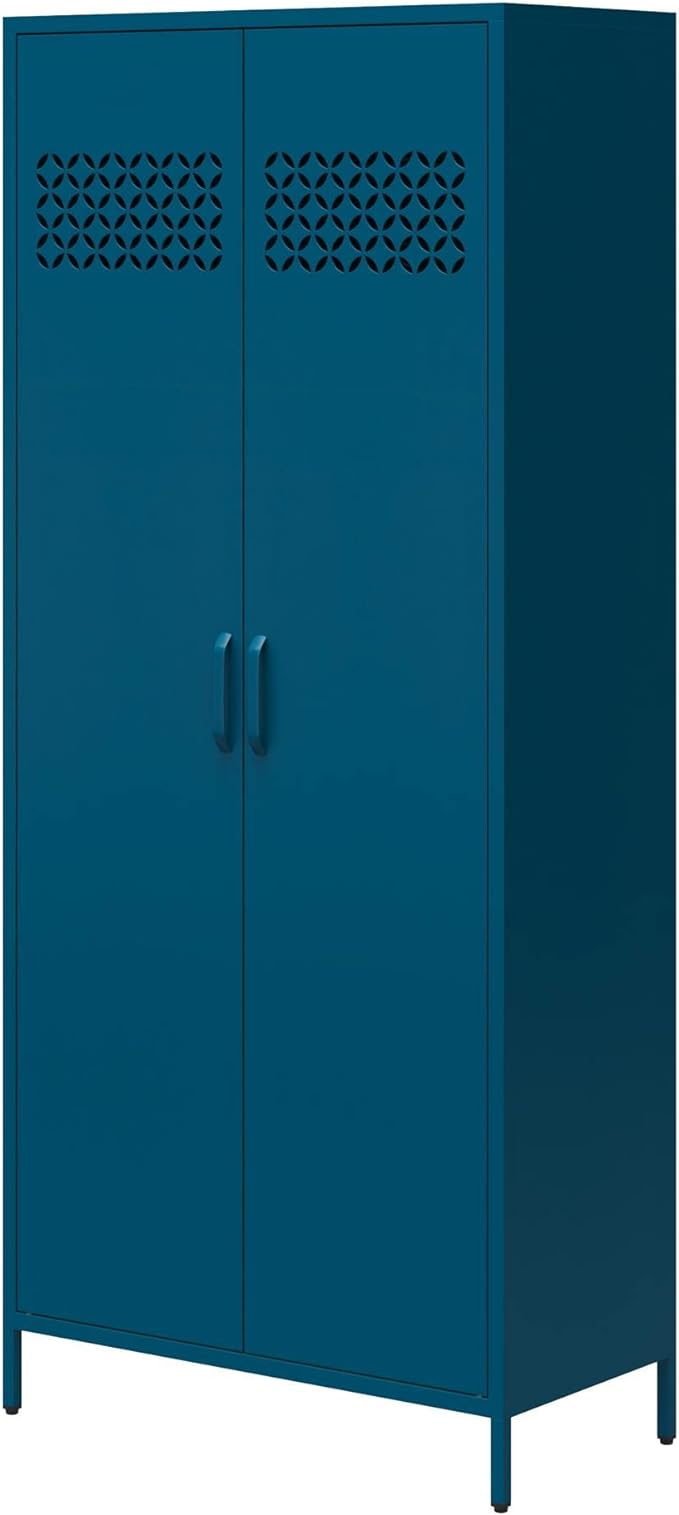 Mr. Kate Annie Tall Metal 2 Door Cabinet, Deep Ocean Blue - LeafyLoom