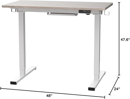 FLEXISPOT Standing Desk Quick Assembly Electric Adjustable with 48 x 24 Inches Whole-Piece Desktop Ergonomic Memory Controller Stand Up Desk(White Frame + 48" Grey Wood Grain) - LeafyLoom