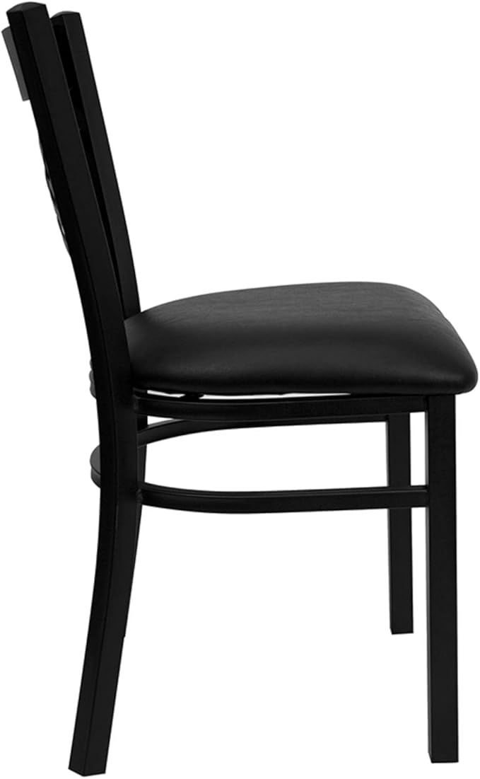 Flash Furniture Hercules Series "X" Back Metal Restaurant Chair, Modern Upholstered Armless Dining Chair for Restaurants and Kitchens, Black - LeafyLoom