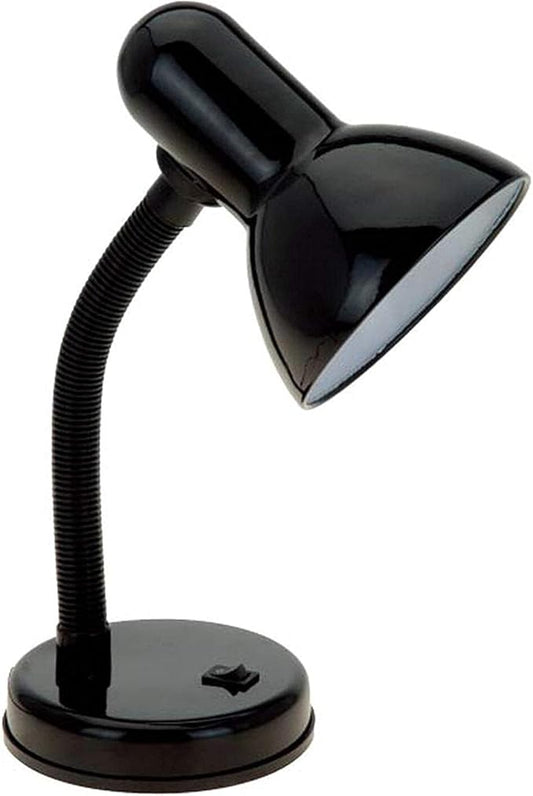 Simple Designs LD1003-BLK Basic Metal Desk Lamp with Flexible Hose Neck for Office, Living Room, Bedroom, College Dorm, Bookshelf, Black - LeafyLoom