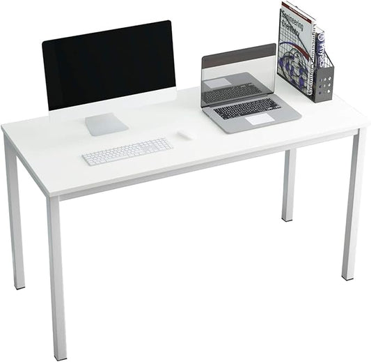 SogesGame Computer Desk, 55.1 inches Office Desk Computer Table Study Writing Desk Workstation for Home Office, White Dining Table - LeafyLoom