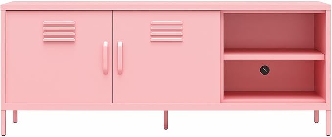 Novogratz Cache Metal Locker-Style TV Stand for TVs up to 65", Bashful Pink - LeafyLoom