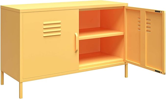 Novogratz Cache 2 Door Metal Locker Accent, Yellow Cabinet - LeafyLoom