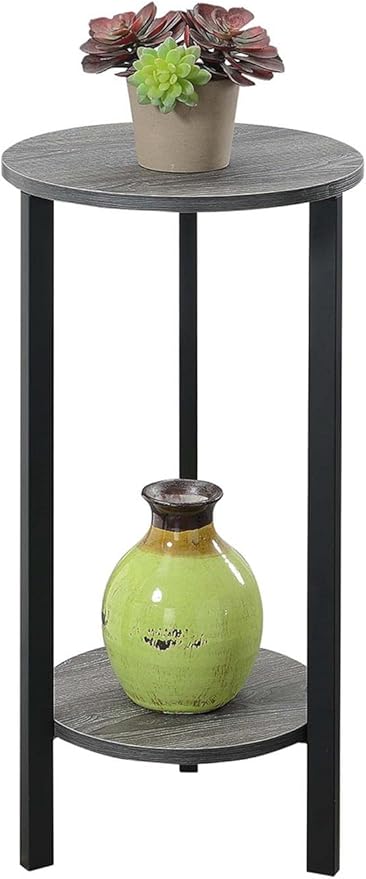 Convenience Concepts Graystone 31" Plant Stand, Weathered Gray / Black,Melamine - LeafyLoom