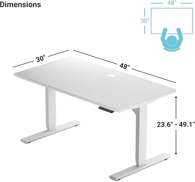 Standing desk bamboo, dual motor stand up desk adjustable height electric 48x30 - Bamboo Dark Gloss, Black Frame - LeafyLoom