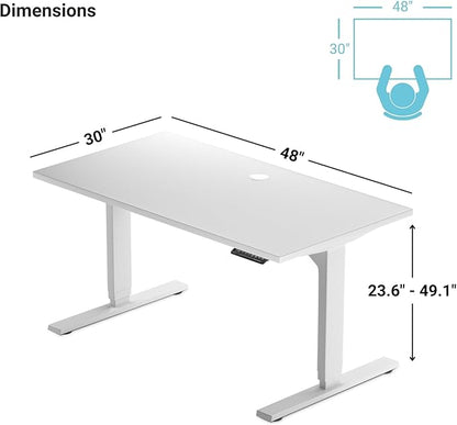 Standing desk bamboo, dual motor stand up desk adjustable height electric 48x30 - Bamboo Dark Gloss, Black Frame - LeafyLoom