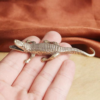 Vintage Solid Brass Crocodile Figurine - Exquisite Desk Decor for Collectors - Perfect Home or Office Accent(Crocodile) - LeafyLoom